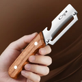Premium Vegetable Peeler with Wooden Handle and Bottle Opener: 2-in-1 Stainless Steel Kitchen Tool for Fruit Apple Potato Pumpkin Papaya