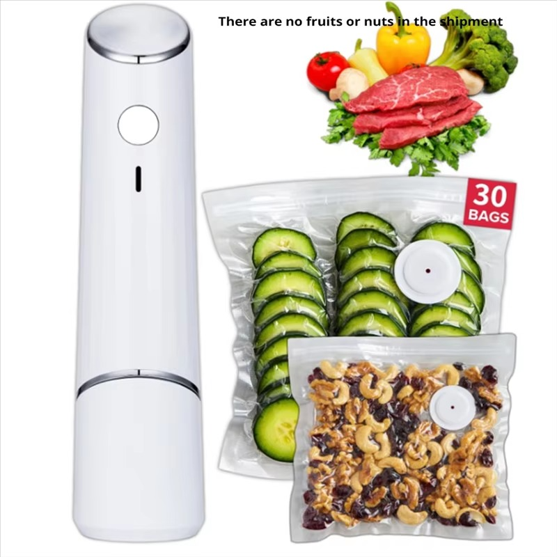 Compact Vacuum Sealer for Food (Vacuum Sealer Machine + 30 Reusable Vacuum Bags) Powerful Handheld Vacuum Sealer Machine, Seal Meal Saver, Portable Food Sealer