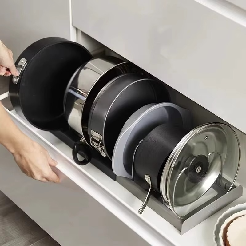 2025 New Pot Lid Storage Rack – Cabinet Drawer Organizer for Cookware, Kitchen Lid & Pan Holder Storage Solution