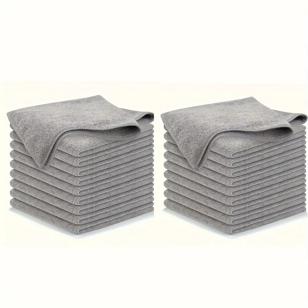 Microfiber Kitchen Towel Set (5/10/20 PCS) – Ultra-Fine Fiber Cleaning Cloths, Soft, Highly Absorbent & Stain-Removing Light Gray Dish Towels