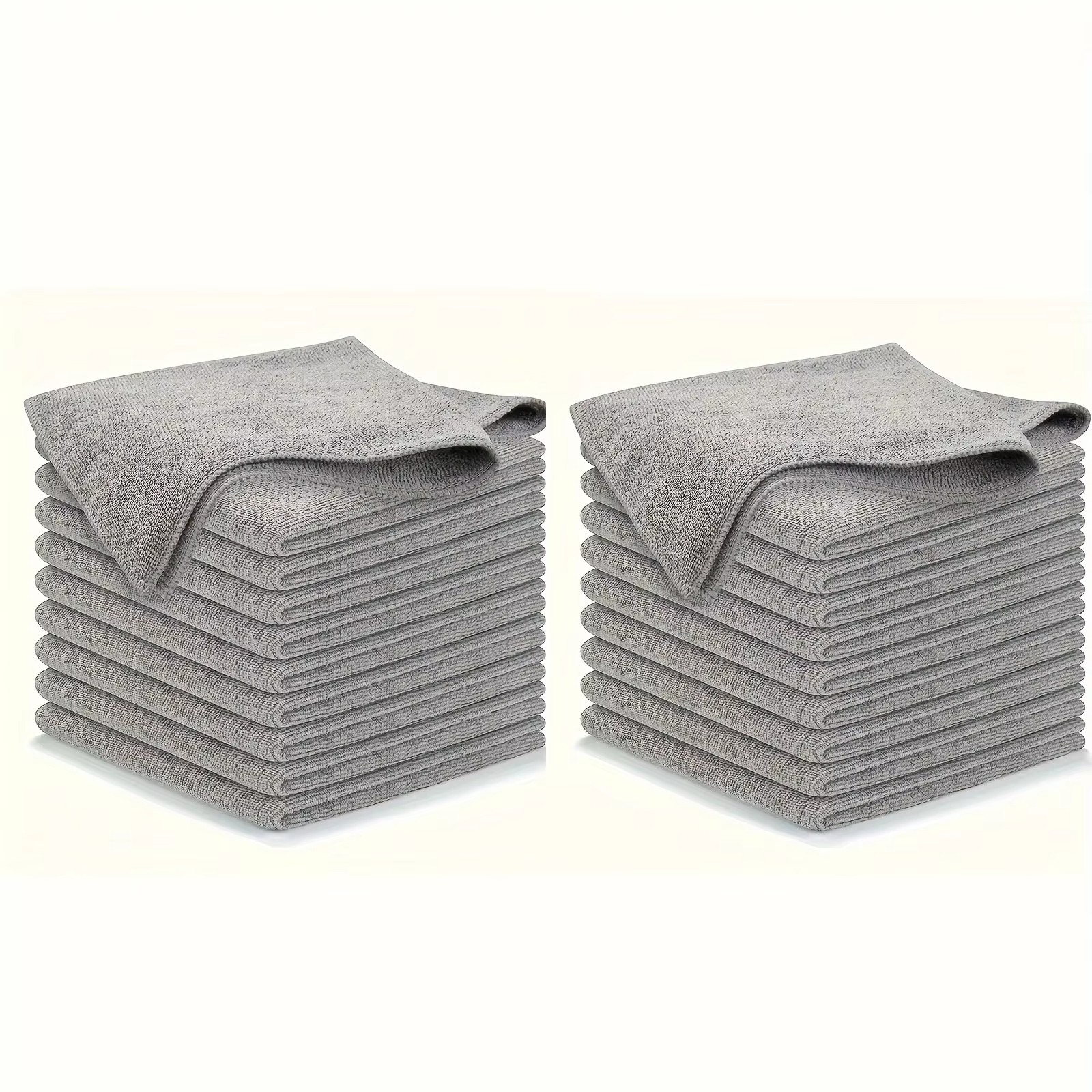 Microfiber Kitchen Towel Set (5/10/20 PCS) – Ultra-Fine Fiber Cleaning Cloths, Soft, Highly Absorbent & Stain-Removing Light Gray Dish Towels