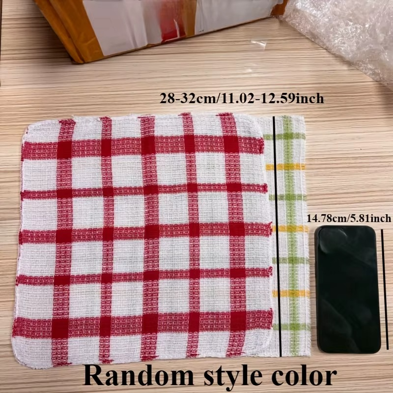 Plaid Kitchen Towels Set (3/5/10/12 PCS) – Double-Sided Non-Shedding Dish Cloths, Ultra Absorbent Dishwashing & Household Cleaning Towels