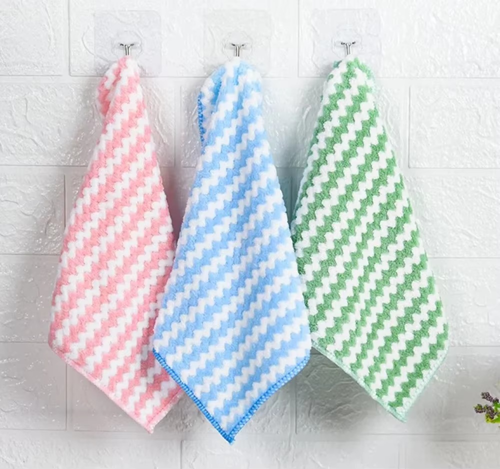 Thickened Velvet Microfiber Cleaning Cloths – Ultra-Absorbent Dishcloths, Soft Scouring Kitchen Towels, Reusable Household Washing Rags