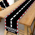 Racing Car Birthday Party Table Runner – Polyester Table Cover for Kids Birthday Party, Kitchen & Home Decoration