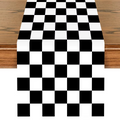 Black & White Checkered Table Runner – Soccer Party Polyester Table Cover for Kitchen, Birthday Party & Picnic Decoration