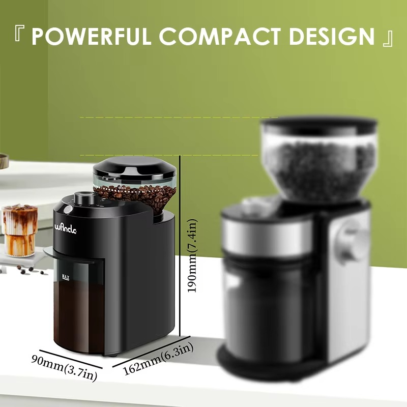 Wancle Electric Burr Coffee Grinder – Conical Burr Mill with 28 Precise Grind Settings, Adjustable Coffee Bean Grinder 220V/120V