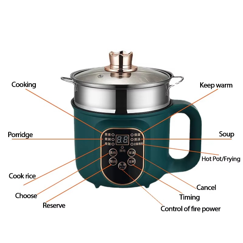 Electric Hot Pot Cooker – MultiCooker Hot Pot & Stew Pot, Steaming, Eggs, Soup, Noodles & Rice Cooker, EU Plug Kitchen Appliance