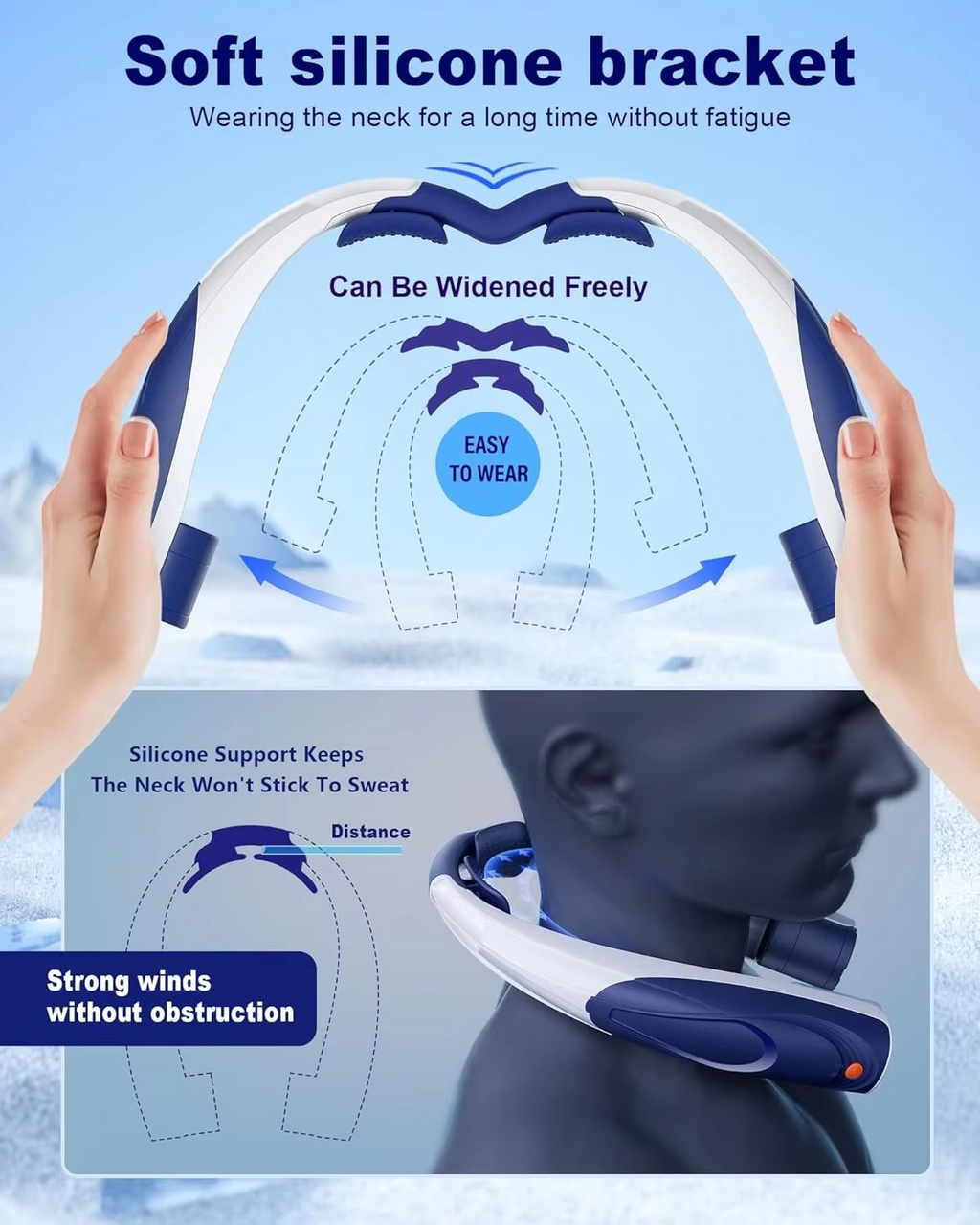 Portable Neck Fan - 6000mAh Rechargeable Personal Fan with 6 Speeds, 360° Cooling Surround Airflow, 20H Long Battery Life Hands-Free Wearable Fan for Outdoor Travel, Office, and Sports