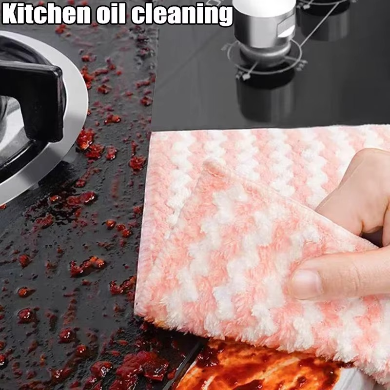 Thickened Velvet Microfiber Cleaning Cloths – Ultra-Absorbent Dishcloths, Soft Scouring Kitchen Towels, Reusable Household Washing Rags