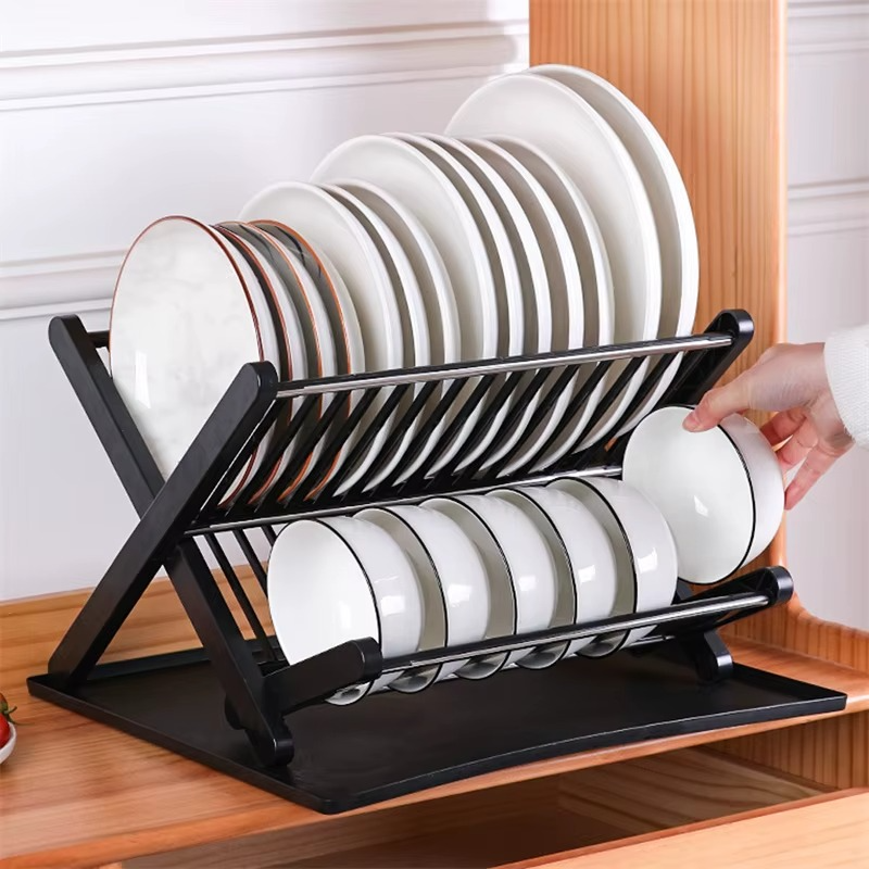 Kitchen Dish Drying Rack – Plastic Dish Drainer Holder for Plates & Bowls, Sink Draining Shelf Storage Stand Home Organizer