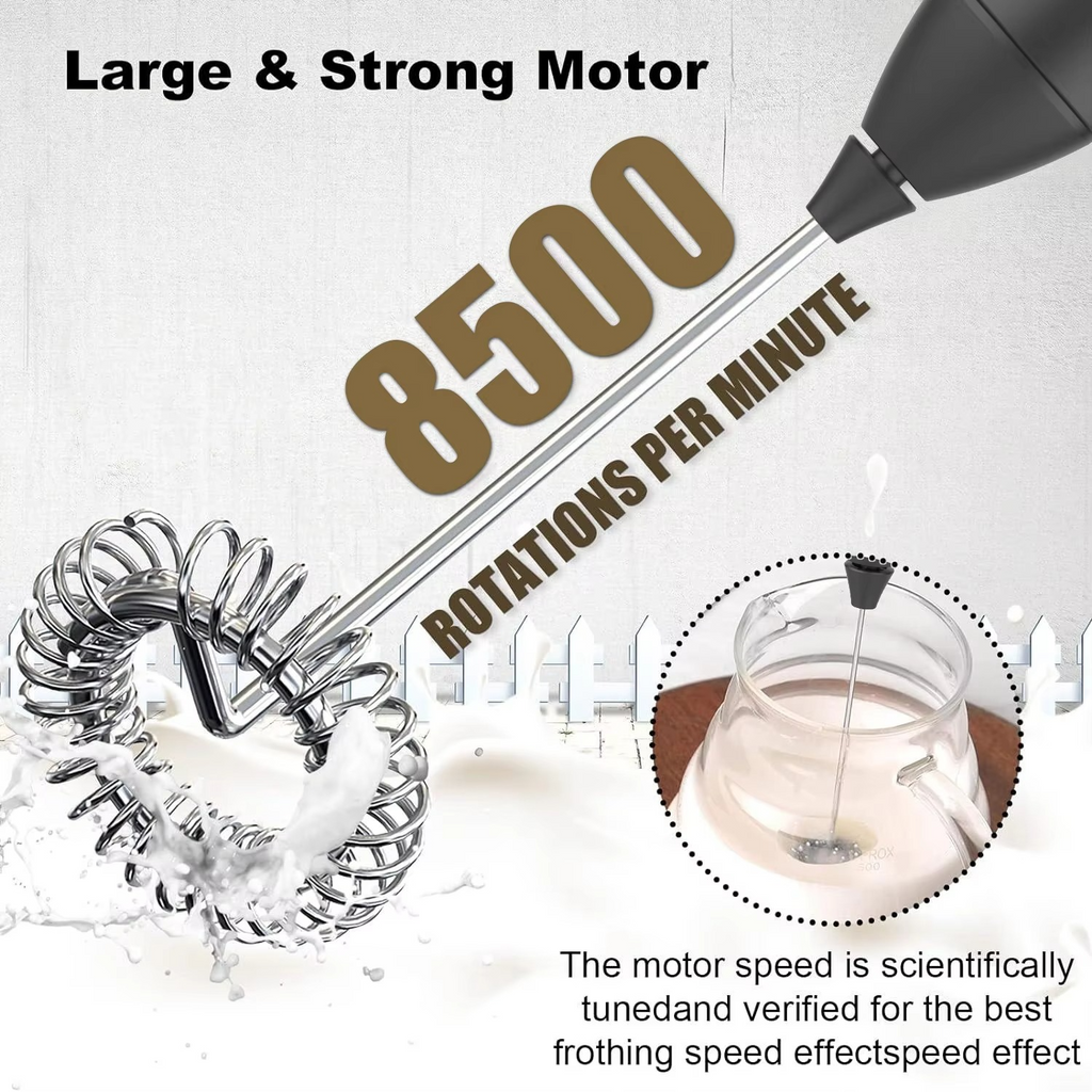 Rechargeable Milk Frother Handheld, 2-IN-1 Dual Spring Whisk Electric Frother Wand for Cappuccino Latte Macchiato, Portable Drink Mixer for Coffee, Matcha, Hot Chocolate