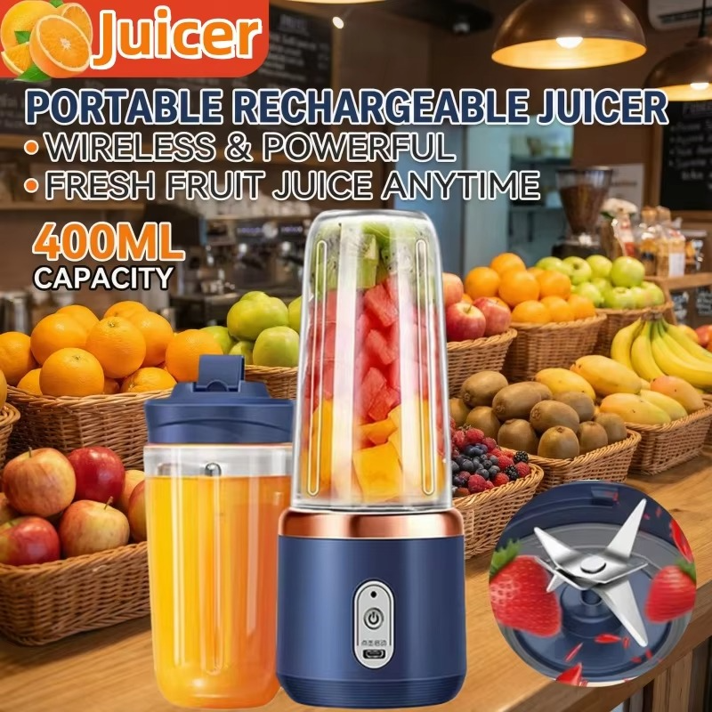 400ML Portable Electric Blender – 6-Blade Fruit Juicer & Milkshake Mixer, Rechargeable Multifunction Smoothie Maker