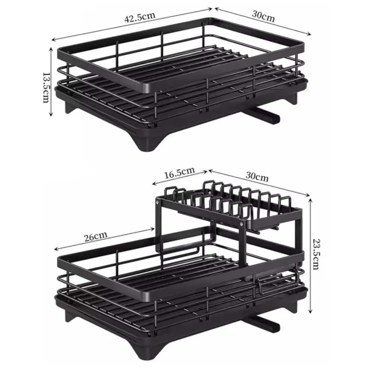 Adjustable 2-Tier Dish Drainer Rack – Space-Saving Kitchen Organizer for Plates, Cups & Cutlery