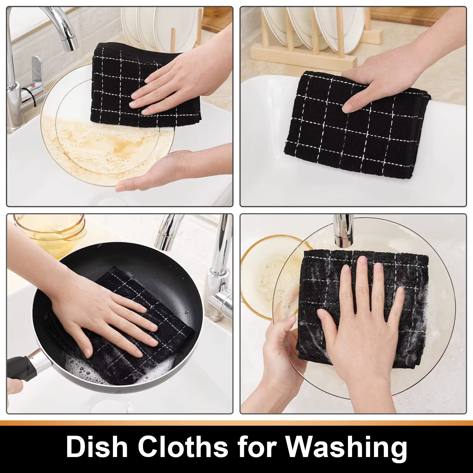 Cotton Dish Towels Set (2/4 PCS) – Ultra Soft & Highly Absorbent Kitchen Dishcloths, Reusable Household Cleaning & Washing Cloths