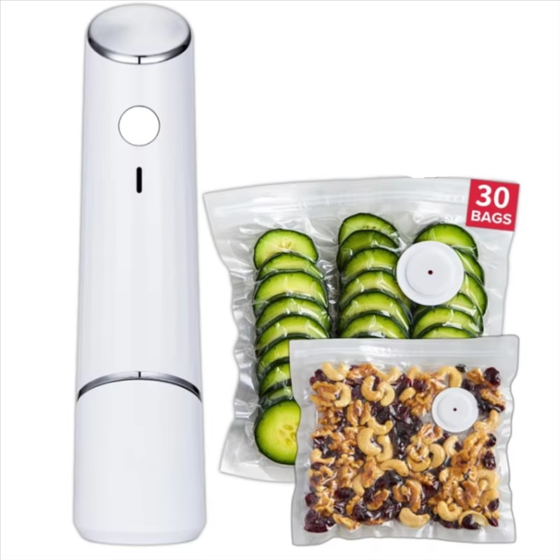 Compact Vacuum Sealer for Food (Vacuum Sealer Machine + 30 Reusable Vacuum Bags) Powerful Handheld Vacuum Sealer Machine, Seal Meal Saver, Portable Food Sealer