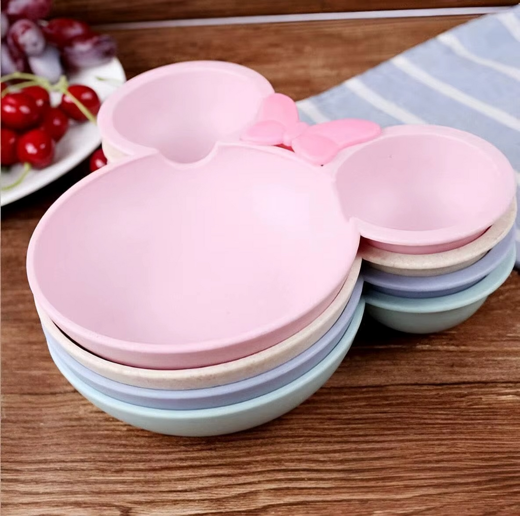 Kids Dinnerware Set 3-Piece – Toddler Plate, Bowl, Spoon & Fork Set, Durable Plastic Feeding Tableware for Children