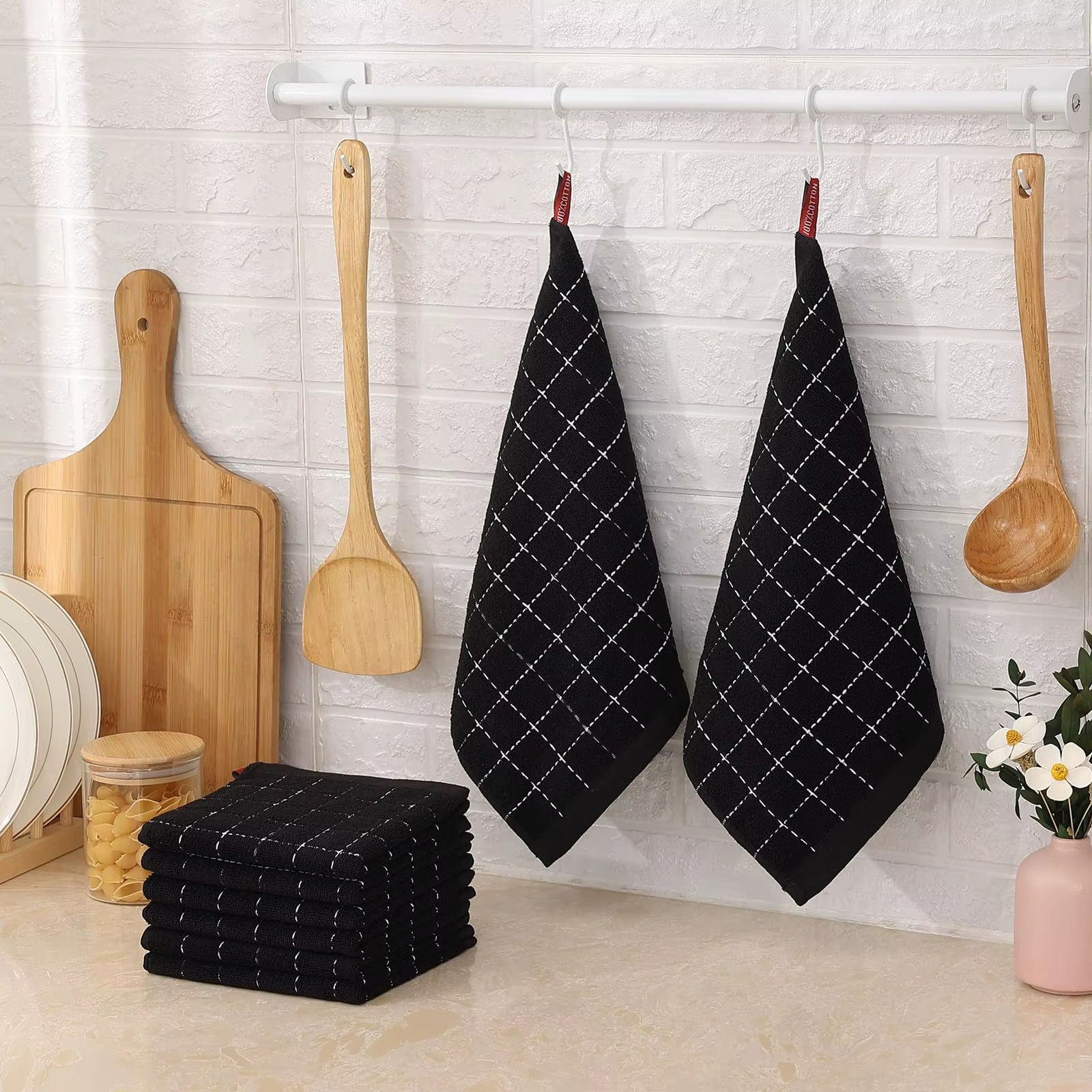 Cotton Dish Towels Set (2/4 PCS) – Ultra Soft & Highly Absorbent Kitchen Dishcloths, Reusable Household Cleaning & Washing Cloths