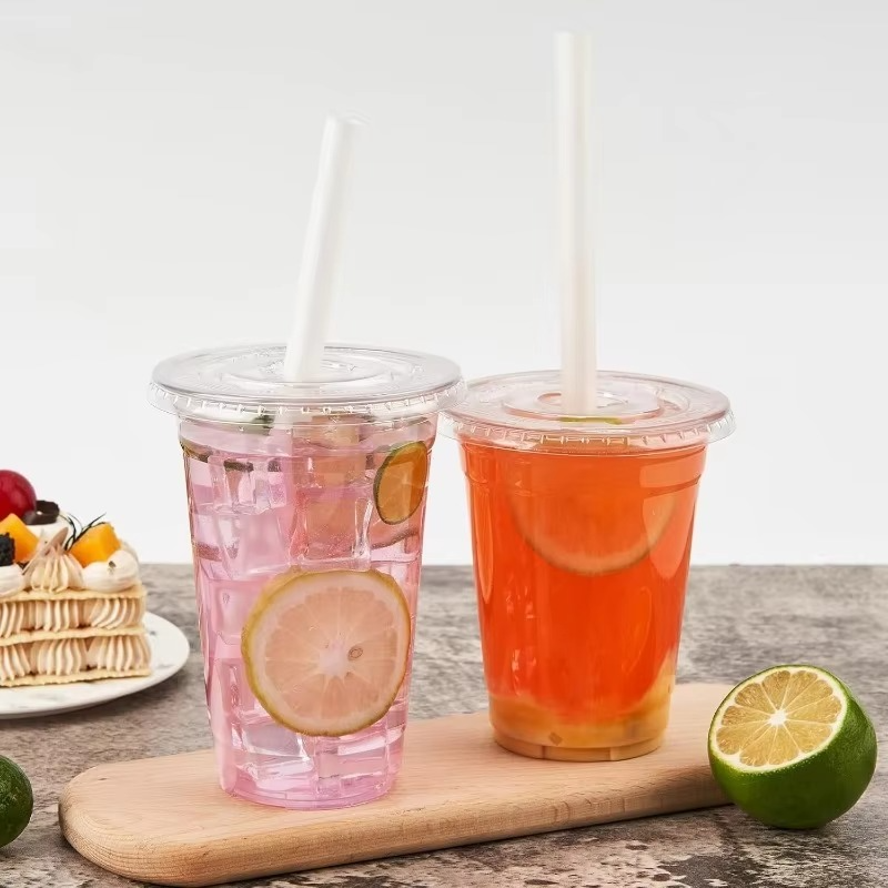 Pack 16 oz Plastic Cups with Lids and Straws, Clear Disposable Plastic Cups, Heavy Duty Iced Coffee Cups with Leak-Resistant Lids, Cold Drink Cups for Smoothies, Juice, Soda & Party To Go