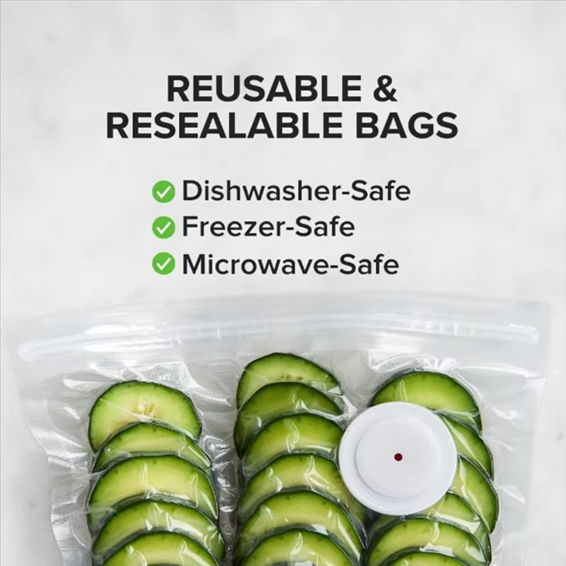 Compact Vacuum Sealer for Food (Vacuum Sealer Machine + 30 Reusable Vacuum Bags) Powerful Handheld Vacuum Sealer Machine, Seal Meal Saver, Portable Food Sealer