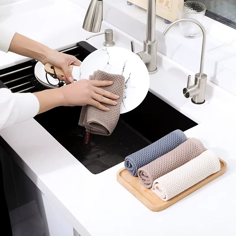 100% Cotton Dishcloth Set – Ultra Soft & Highly Absorbent Kitchen Towels, Reusable Cleaning Cloths for Dishes, Countertops & Household Use