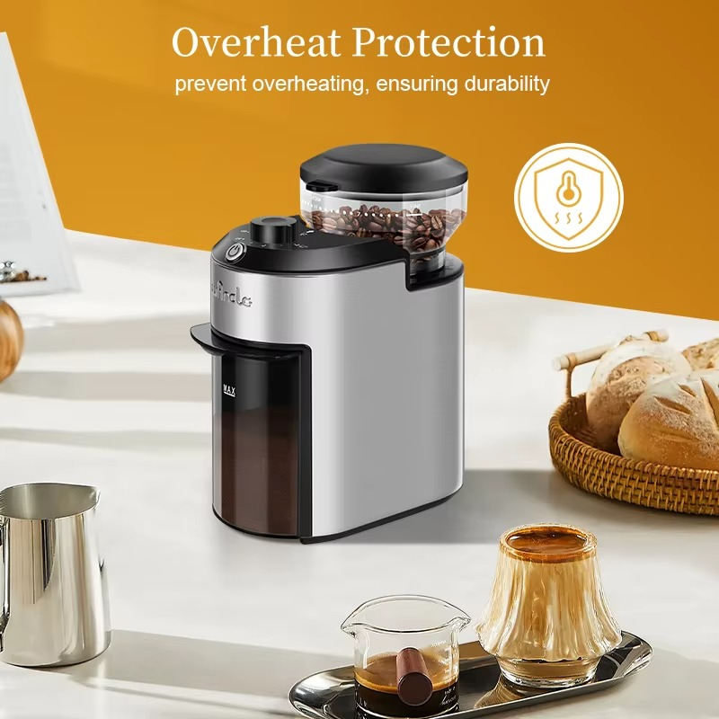 200W Automatic Burr Coffee Grinder – Electric Coffee Bean Grinder with 28 Precise Grind Settings, Stainless Steel Grinding Machine