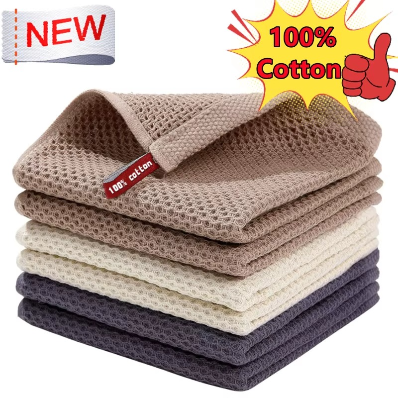 100% Cotton Dishcloth Set – Ultra Soft & Highly Absorbent Kitchen Towels, Reusable Cleaning Cloths for Dishes, Countertops & Household Use