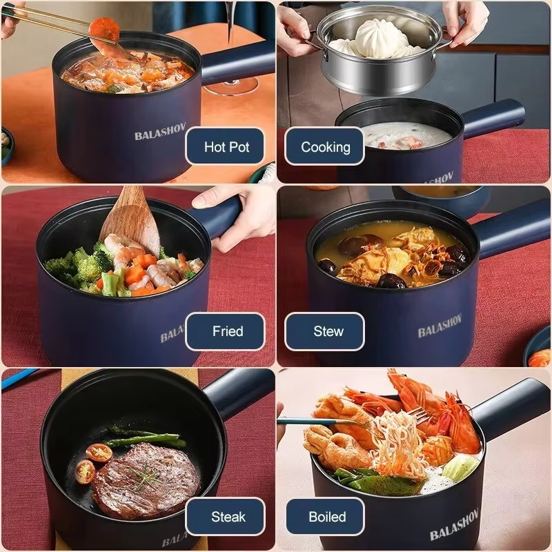 220V Multifunction Electric Cooker – Single/Double Layer Hot Pot & Mini Rice Cooker, Non-Stick Household Cooking Pot for Students & Dormitory