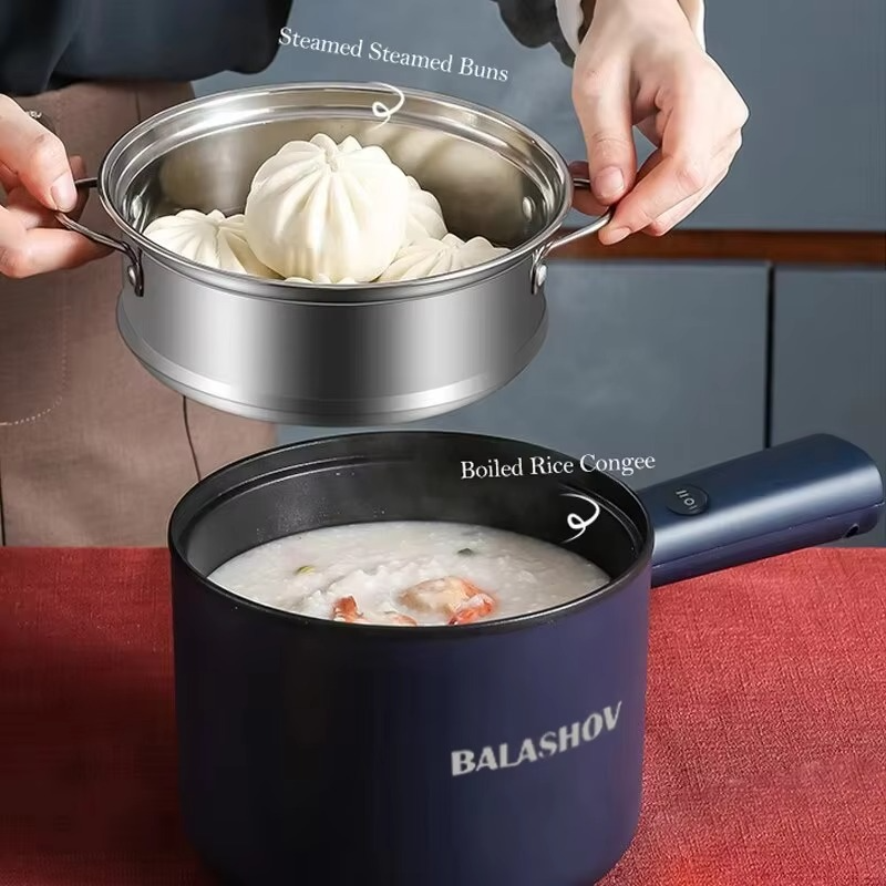 220V Multifunction Electric Cooker – Single/Double Layer Hot Pot & Mini Rice Cooker, Non-Stick Household Cooking Pot for Students & Dormitory