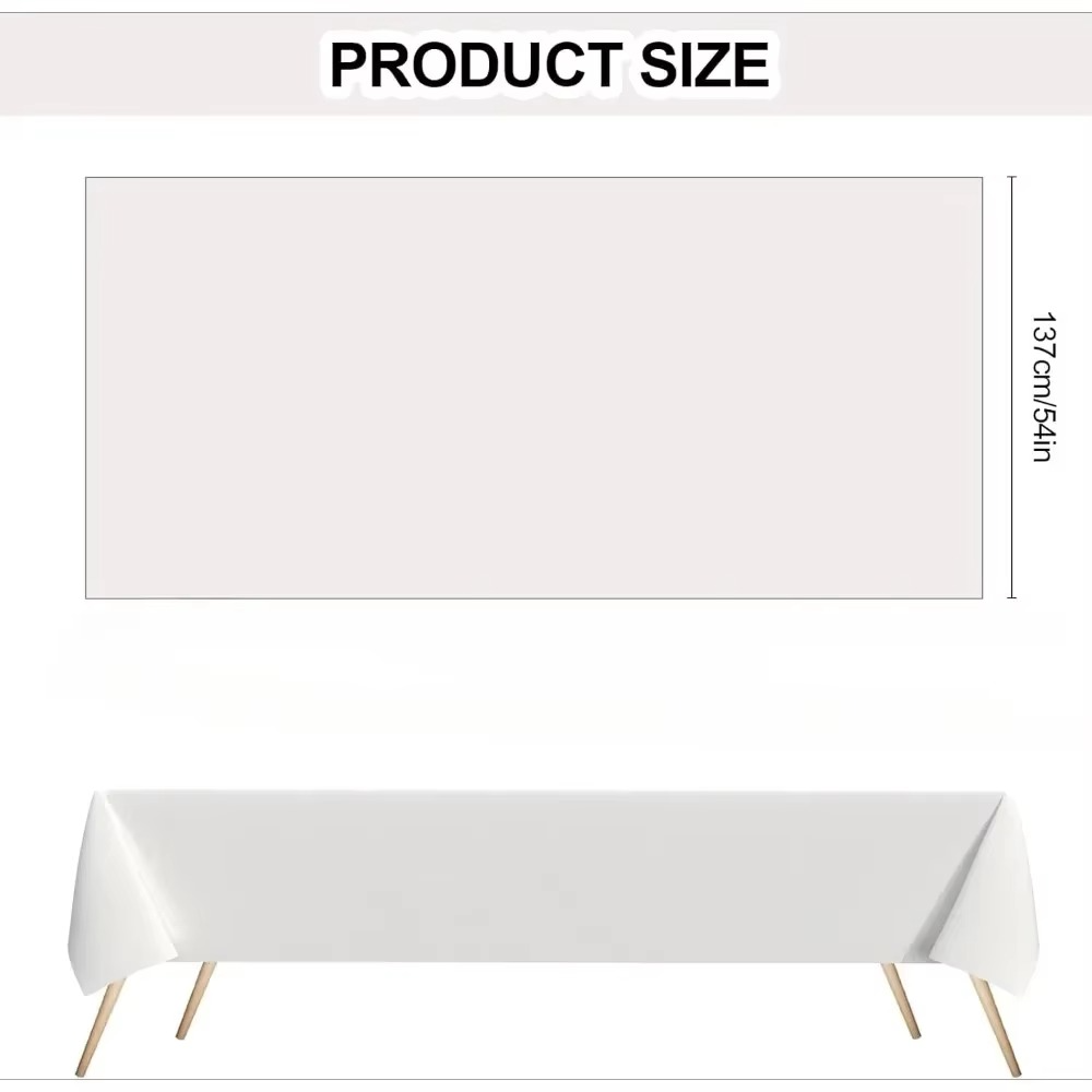 Solid Color Disposable Tablecloth – Party, Wedding, Birthday & Christmas Rectangle Table Cover, Wipe-Clean Desk Cloth Decoration