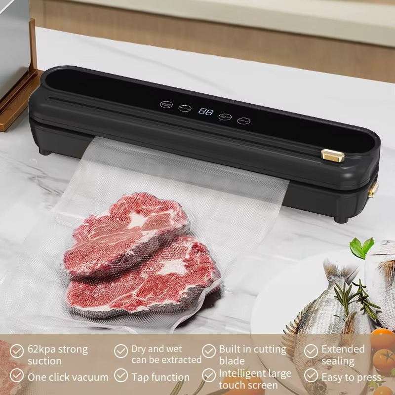 Food Vacuum Sealer Machine, 75kPa Compact Vacuum Sealer for Food, 4-in-1 Food Sealer with Digital Timer, Moist/Dry, Pulse, Seal Modes, Includes 20 Vacuum Bags, Perfect for Freezer Storage