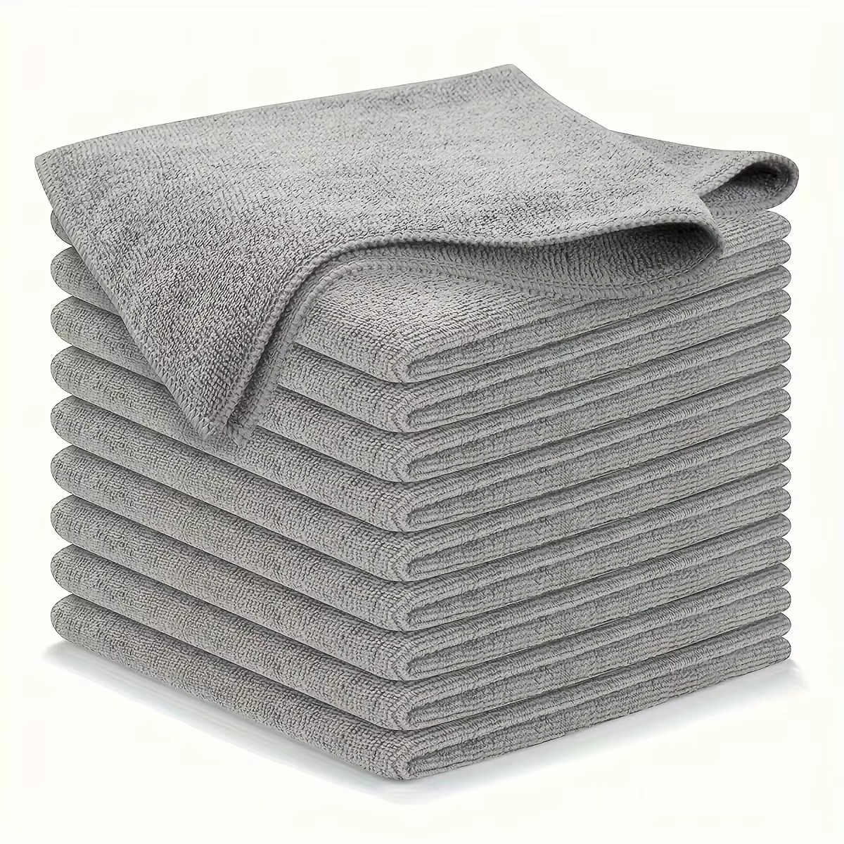 Microfiber Kitchen Towel Set (5/10/20 PCS) – Ultra-Fine Fiber Cleaning Cloths, Soft, Highly Absorbent & Stain-Removing Light Gray Dish Towels