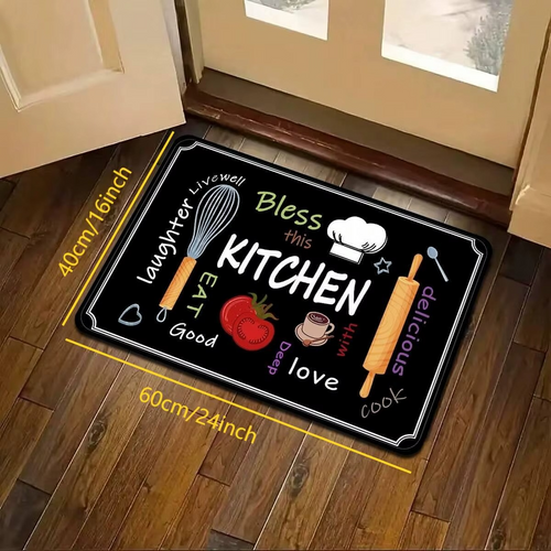 1/2 Pcs Kitchen Printed Floor Mat – Durable & Wear-Resistant Kitchen Rug Set – Non-Slip Home Floor Carpet for Kitchen, Laundry Room, Bathroom & Home Décor