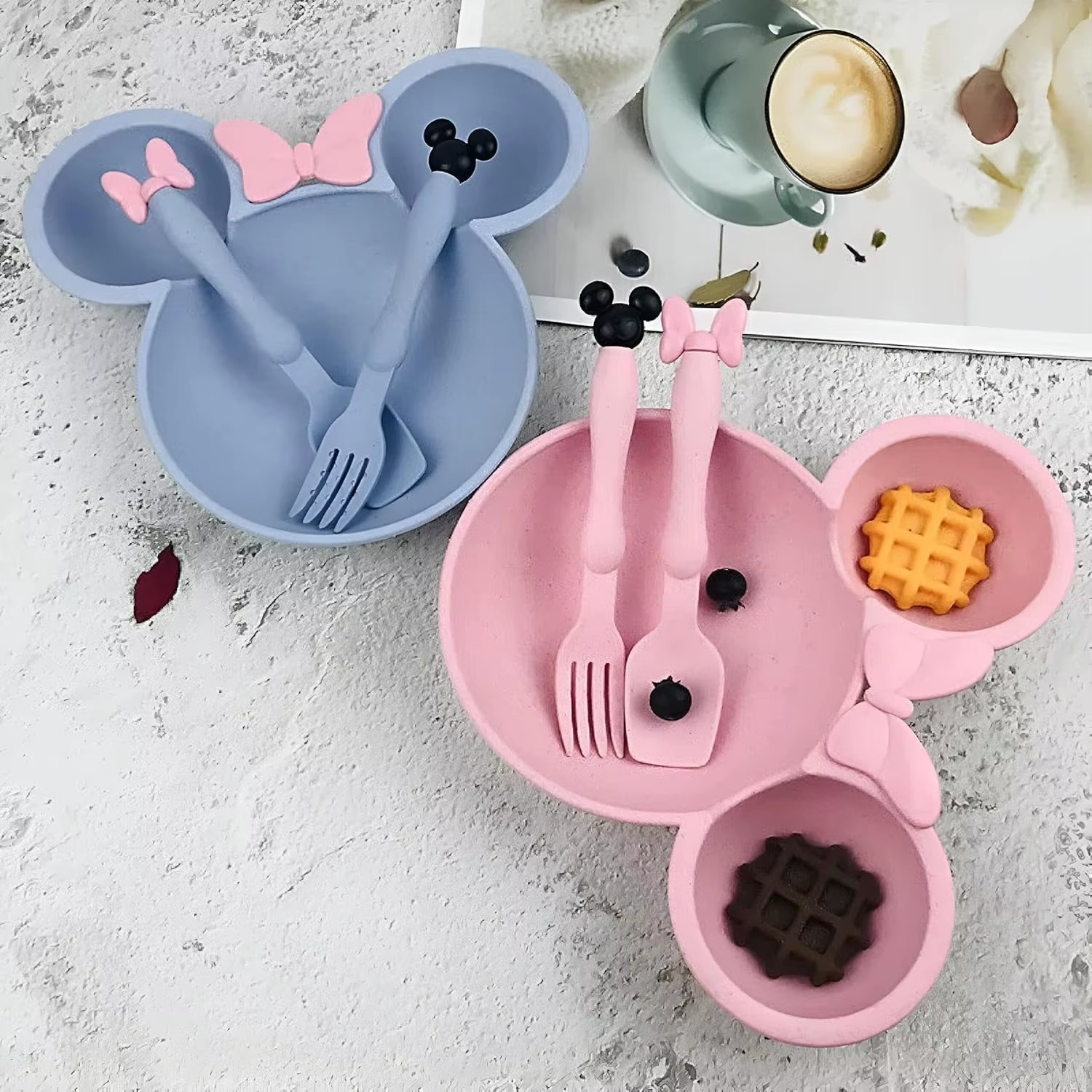 Kids Dinnerware Set 3-Piece – Toddler Plate, Bowl, Spoon & Fork Set, Durable Plastic Feeding Tableware for Children
