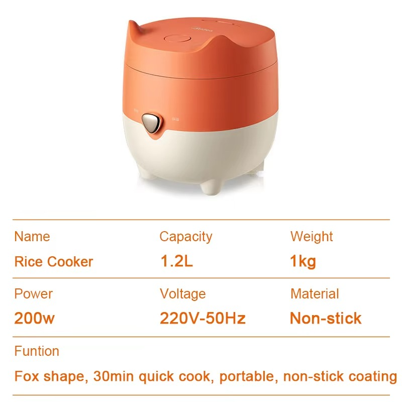 1.2L Mini Rice Cooker Cute Kitty Design – Smart One-Touch Electric Cooking Pot for Rice, Soup & Steaming, Small Household Cooker