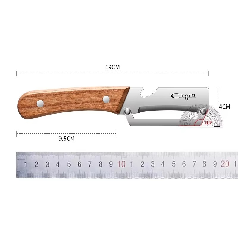 Premium Vegetable Peeler with Wooden Handle and Bottle Opener: 2-in-1 Stainless Steel Kitchen Tool for Fruit Apple Potato Pumpkin Papaya