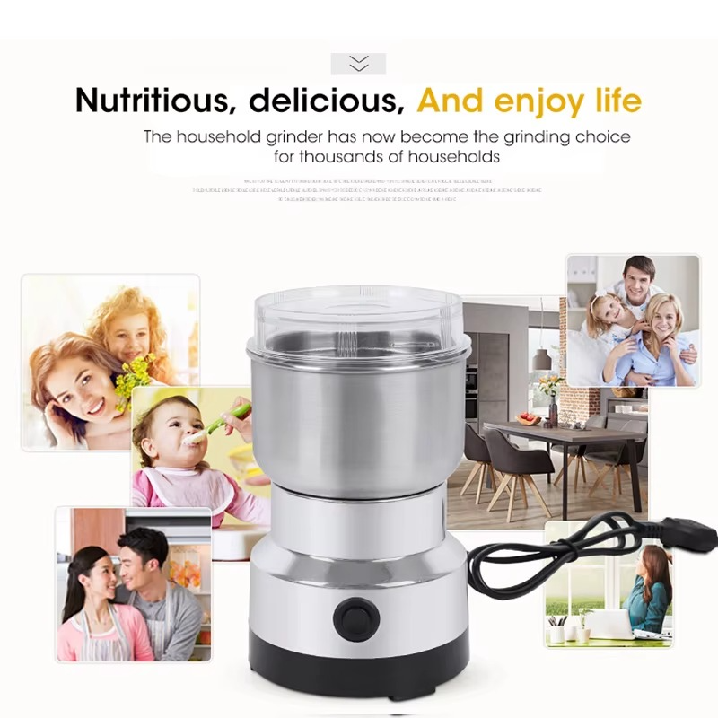 Mini Electric Grinder 300ML – Ultrafine Coffee, Spice & Grain Grinder with 2/4 Blades, Baby Food Pulverizer for Kitchen Use