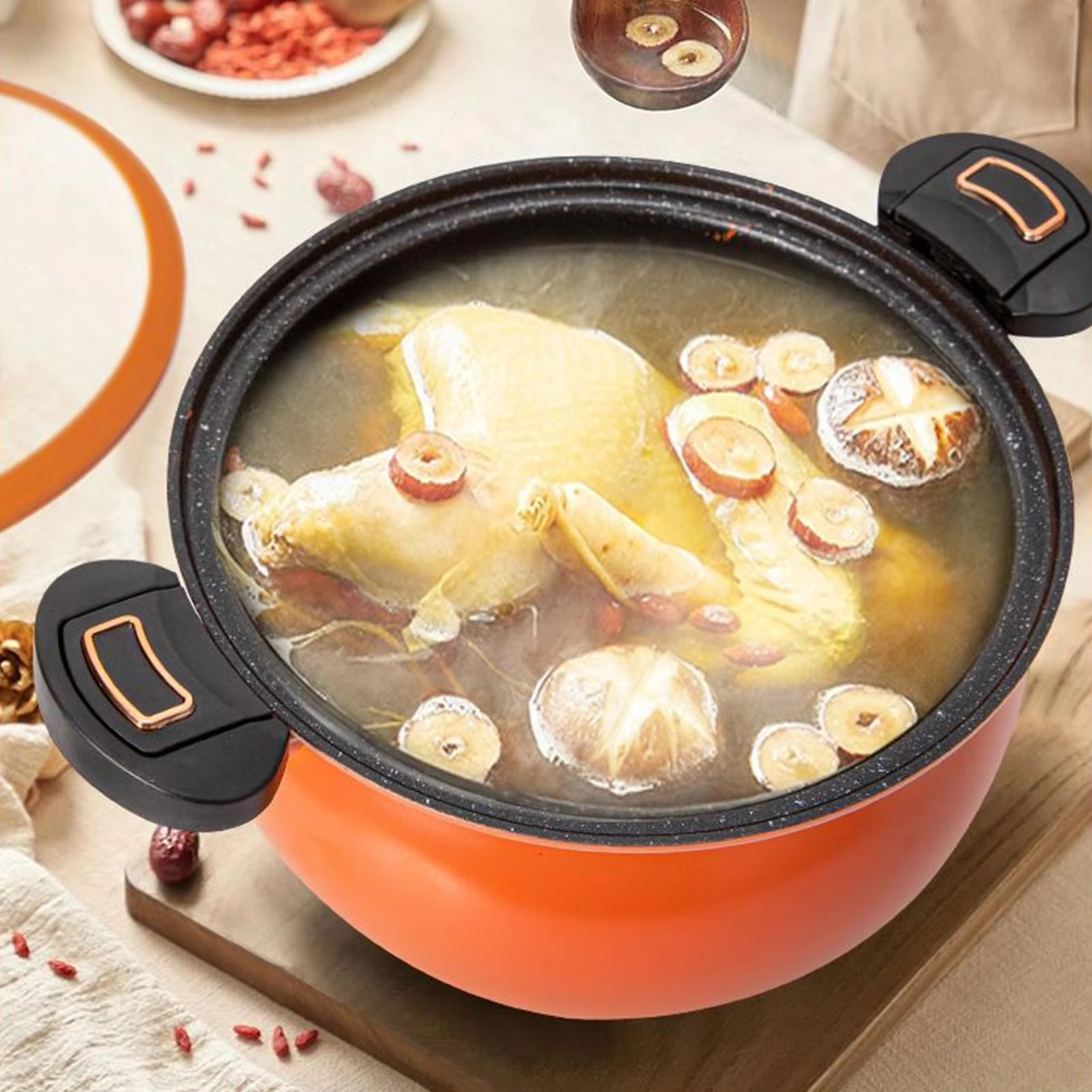Pressure Cooker Kitchen Cooking Pot Fast Heating Non Stick with See Through Lid for Boil Cook Soup Food Home Induction Stoves