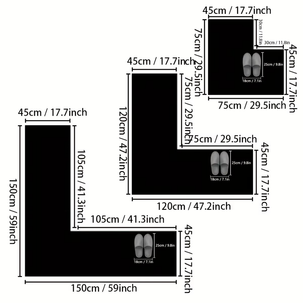 Simple Kitchen Non-Slip Floor Mat – L-Shaped Corner Diatom Mud Absorbent Mat – Printed Bathroom Foot Mat & Door Mat for Kitchen, Bathroom & Home Entrance