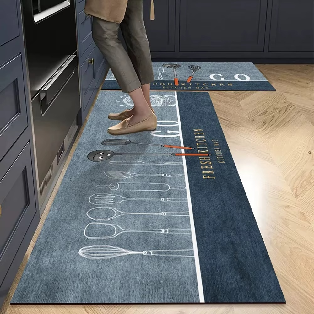Non-Slip Kitchen Mat Long Rug – Crystal Velvet Absorbent Floor Carpet for Kitchen, Living Room & Bedroom – Soft Anti-Fatigue Doormat Runner, Stylish Indoor Area Mat