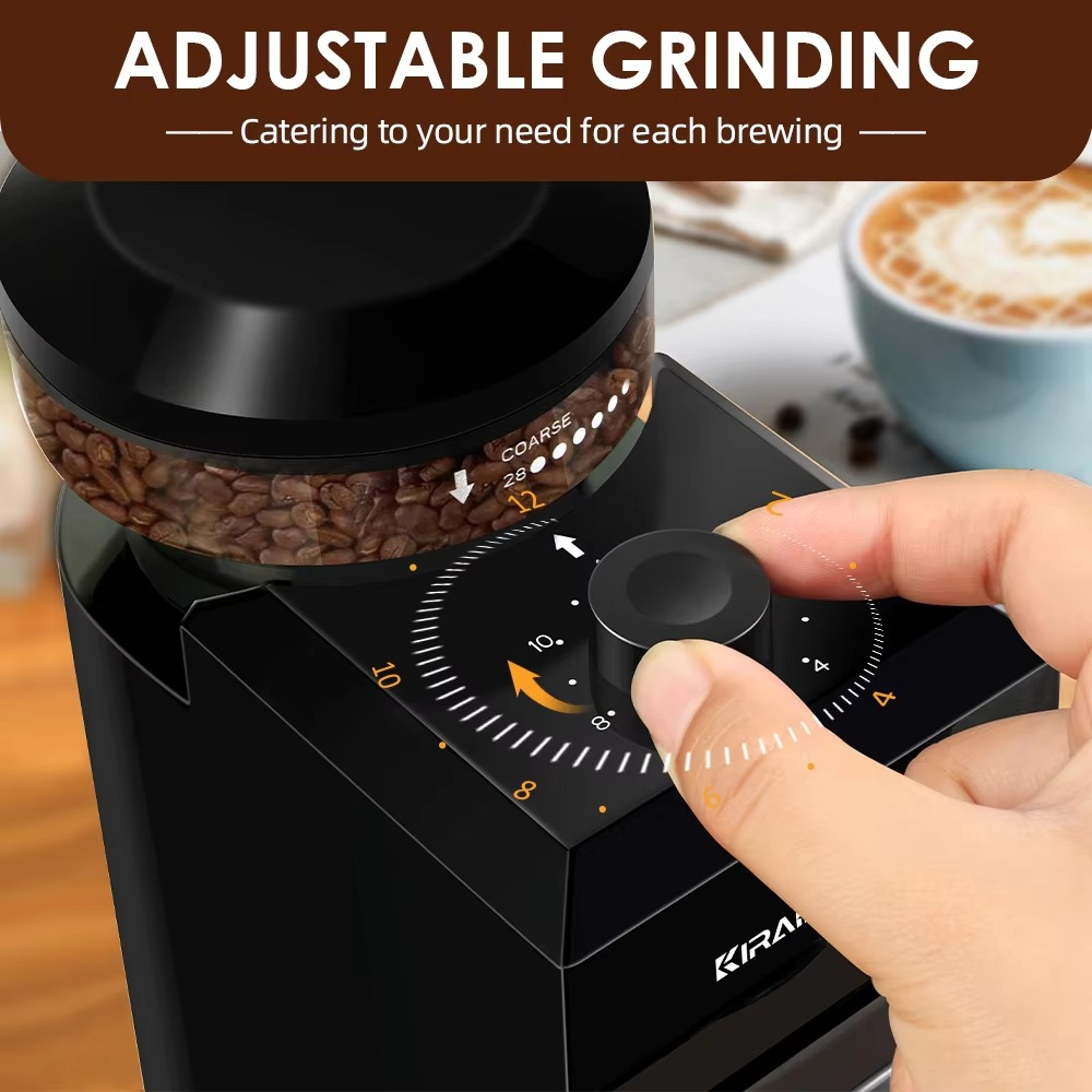 Automatic Burr Coffee Grinder Electric – 28 Adjustable Grind Settings Coffee Bean Mill for Espresso, French Press & Drip Coffee
