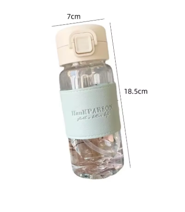 500ml Portable Water Bottle with Straw – Cute Leak-Proof Plastic Drinking Bottle for Milk, Coffee, Tea & Juice