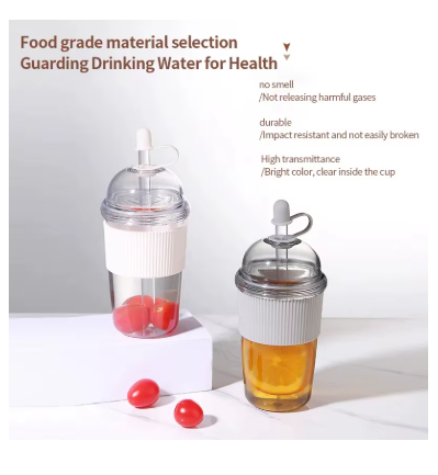430ML Portable Flip Straw Cup – Leak-Proof Plastic Water Bottle with Straw, Heat-Resistant High-Capacity Drink Cup for Tea, Coffee, Milk & Juice
