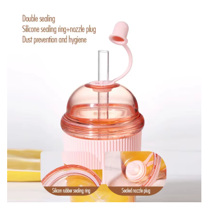 430ML Portable Flip Straw Cup – Leak-Proof Plastic Water Bottle with Straw, Heat-Resistant High-Capacity Drink Cup for Tea, Coffee, Milk & Juice