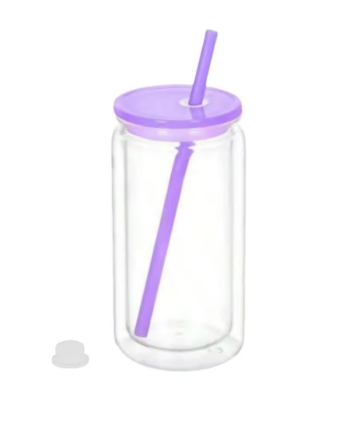 16oz Double Wall Snowglobe Tumbler – Plastic Mason Jar Water Bottle with Pre-Drilled Lid Hole, Reusable DIY Cup for Coffee, Juice & Gifts
