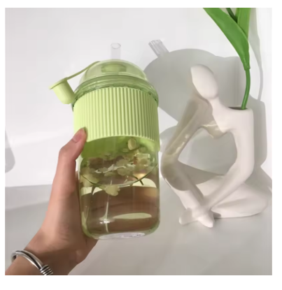 430ML Bubble Boba Tea Cup with Straw & Lid – Large Capacity Ins-Style Water Bottle for Tea, Coffee, Milk, Juice & Office Use