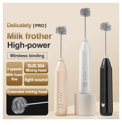Mini USB Rechargeable Milk Frother – 3 Speed Handheld Coffee Foam Maker, Electric Milk Mixer & Egg Beater for Latte, Cappuccino & Drinks