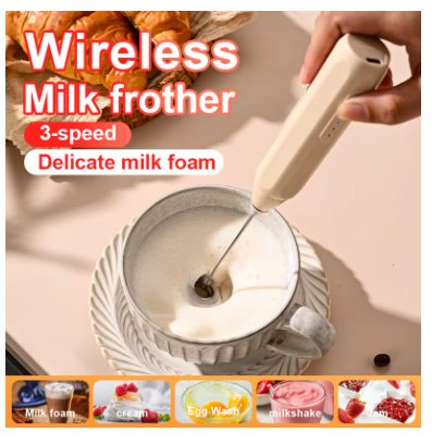 Mini USB Rechargeable Milk Frother – 3 Speed Handheld Coffee Foam Maker, Electric Milk Mixer & Egg Beater for Latte, Cappuccino & Drinks