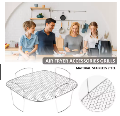 Air Fryer Rack Stainless Steel Multi-Layer Stackable Cooking Rack – BBQ Grill Rack Basket Tray Air Fryer Accessories for Toast, Meat & Vegetables