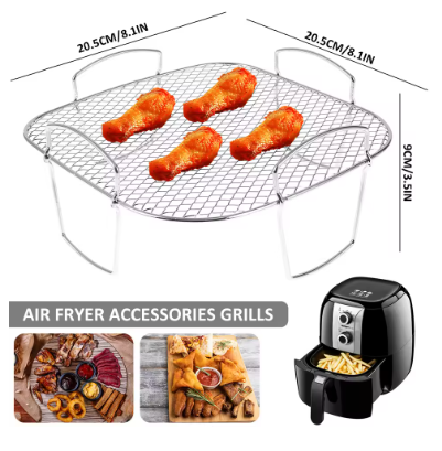 Air Fryer Rack Stainless Steel Multi-Layer Stackable Cooking Rack – BBQ Grill Rack Basket Tray Air Fryer Accessories for Toast, Meat & Vegetables