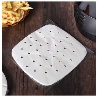 50PCS Square Air Fryer Perforated Parchment Paper – Non-Stick Baking & Steaming Basket Liners, Oil-Proof Cooking Paper